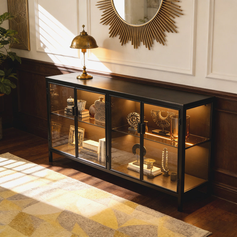 Orren Ellis Industrial Lighted Glass Display Stand & Reviews | Wayfair